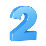 three-dimensional Figure Number in blue on a white background. two