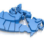 Three-dimensional map of Canada on white background. 3d